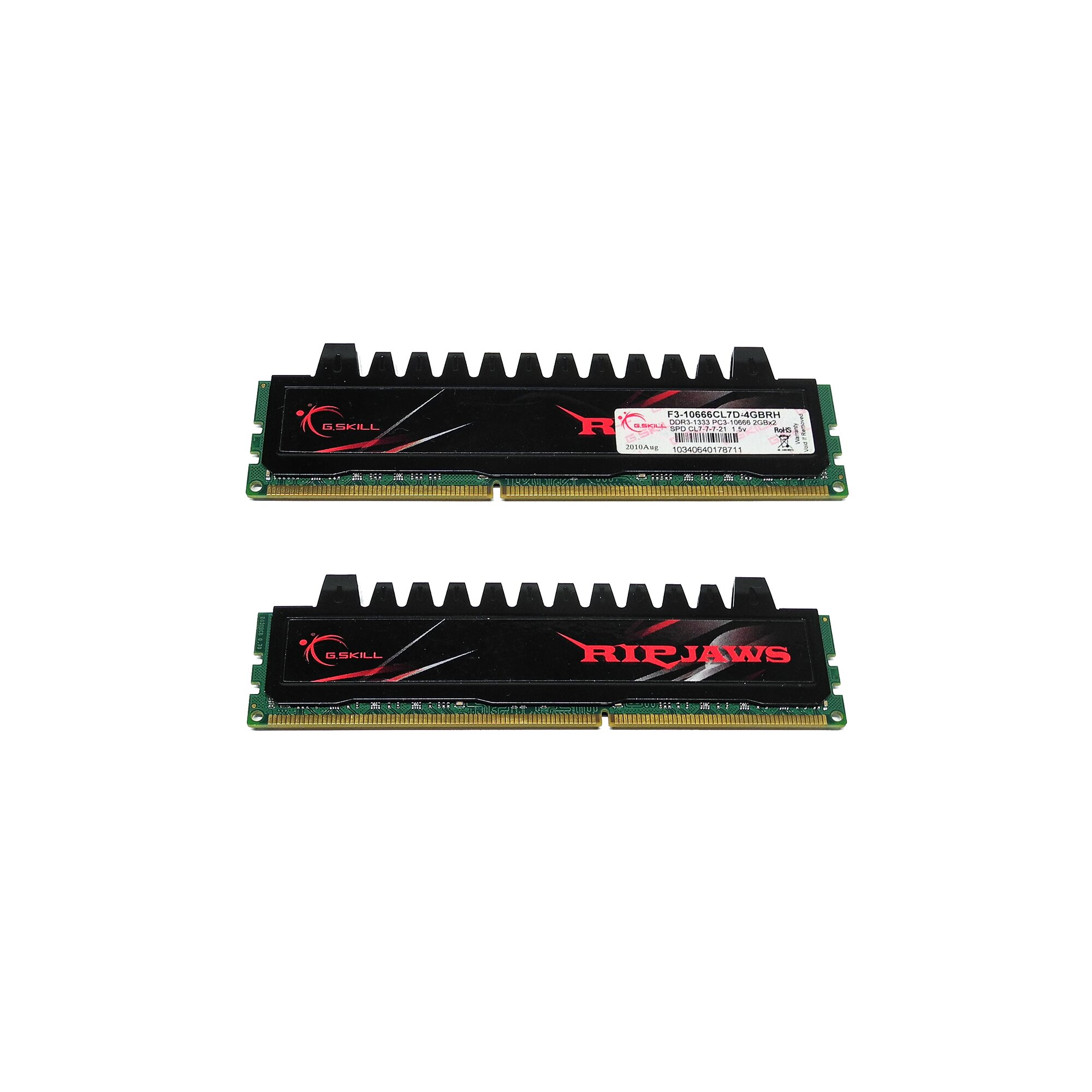 Kit Mémoire RAM G.Skill Ripjaws 4 Go (2x2 Go) DDR3 1333 MHz - PC3-10666 - CL7 - Occasion Fonctionnel