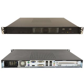 MSI MS-9887 mini ITX Mainboard Barebone no CPU no RAM no HDD DVD-RW HDMI 2x DVI-D 1U 1HE 19 Zoll