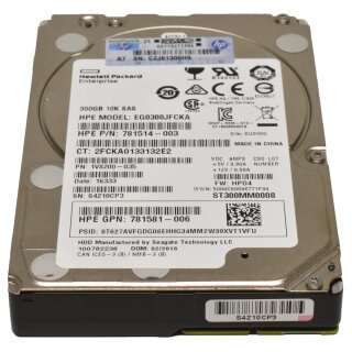 HP Toshiba 300GB 2.5" 15K 6G SAS HDD MK3001GRRB 652625-002