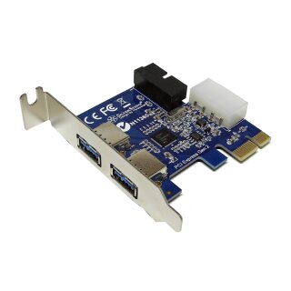 SilverStone SST-EC04-P Dual-Port USB 3.0 PCI-Express x1 Extension Card N11360