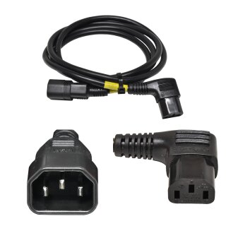 Netzkabel 1,5m C14 - C13 gewinkelt 10A H05VV-F 3x1,0mm schwarz