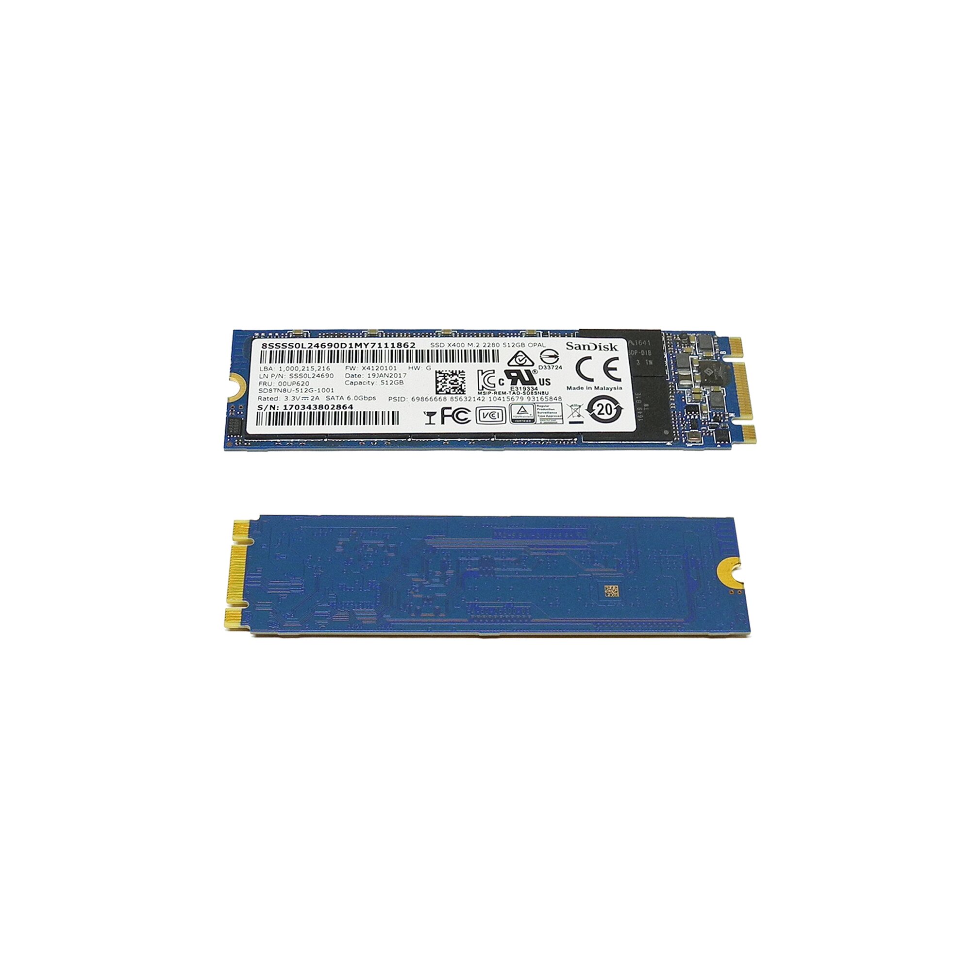 Lenovo SanDisk Solid State Drive (SSD) 512 GB M.2 2280 SATA 00UP620 ...