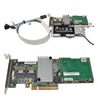 Dell LSI Raid Controller L3-25121-74B 003NDP + Interposer Card + BBU auf Halterung + SAS/3xSATA Kabel LP