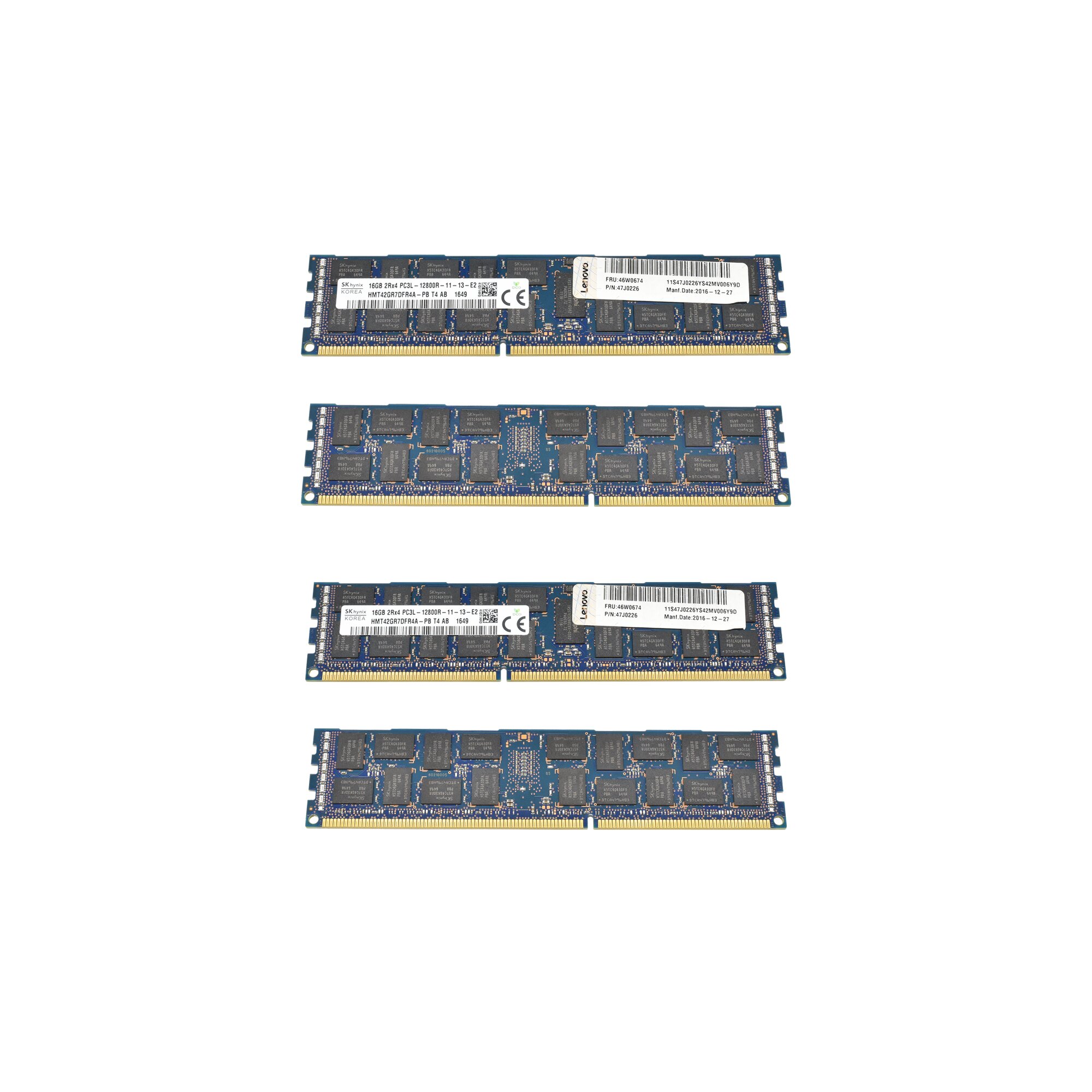 64GB Lenovo Skhynix 4x16GB 2Rx4 PC3L-12800R DDR3 RAM HMT42GR7DFR4A-PB ...