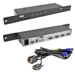 HP AF611A 1x4 USB-/PS2-KVM-Konsolen Switch 438612-001 HSTNR-K002 + Kabel