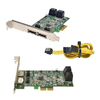 Dawicontrol DC-624e RAID 6-Port 6 GBit/s PCIe 2.0 x2 RAID Controller FP +2 SATA Kabel