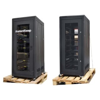 Instant Swap Serverschrank Netzwerkschrank auf Rollen 27U 27HE 19 Zoll 8 Auszüge schwarz