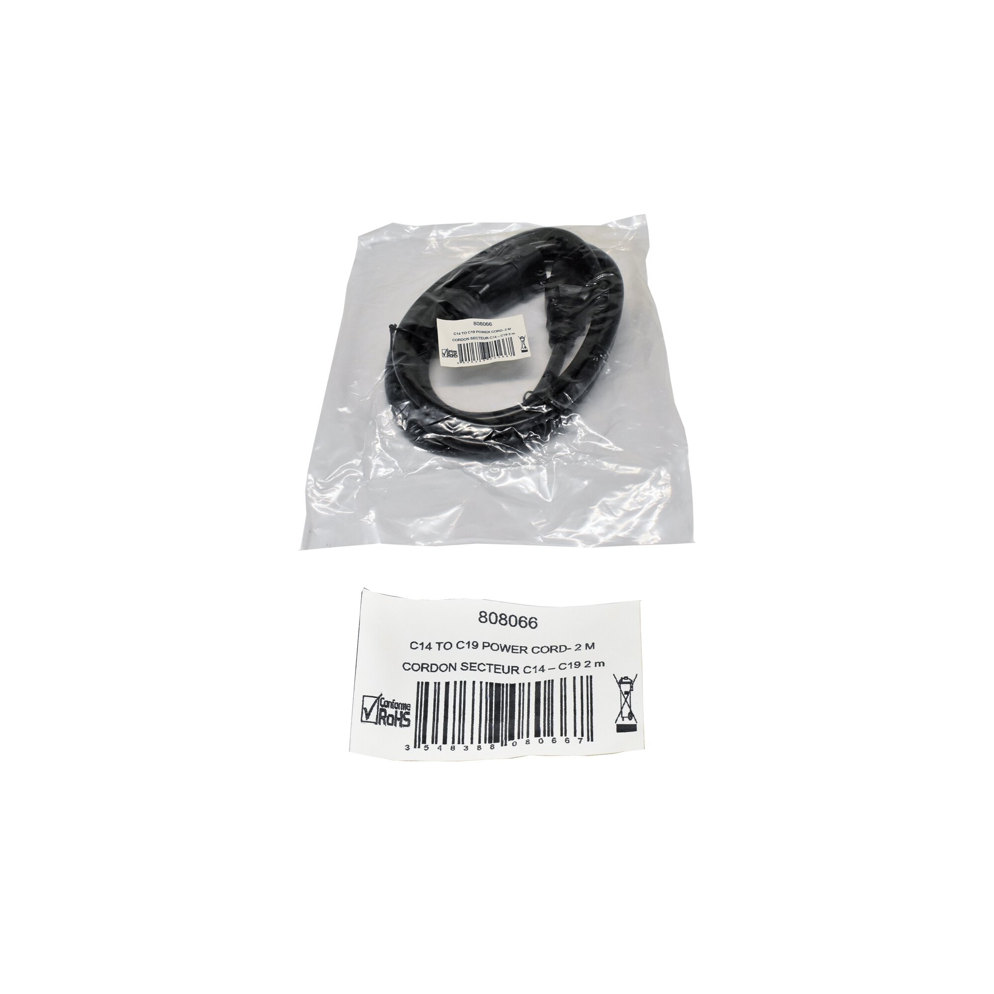 Cavo Alimentatore Electraline 230V 1,8 M, Con Spina Angolata Femmina C13 (IEC 320) E Presa A 3 Pin, Per PC, Monitor, UPS, Colore Nero/bianco