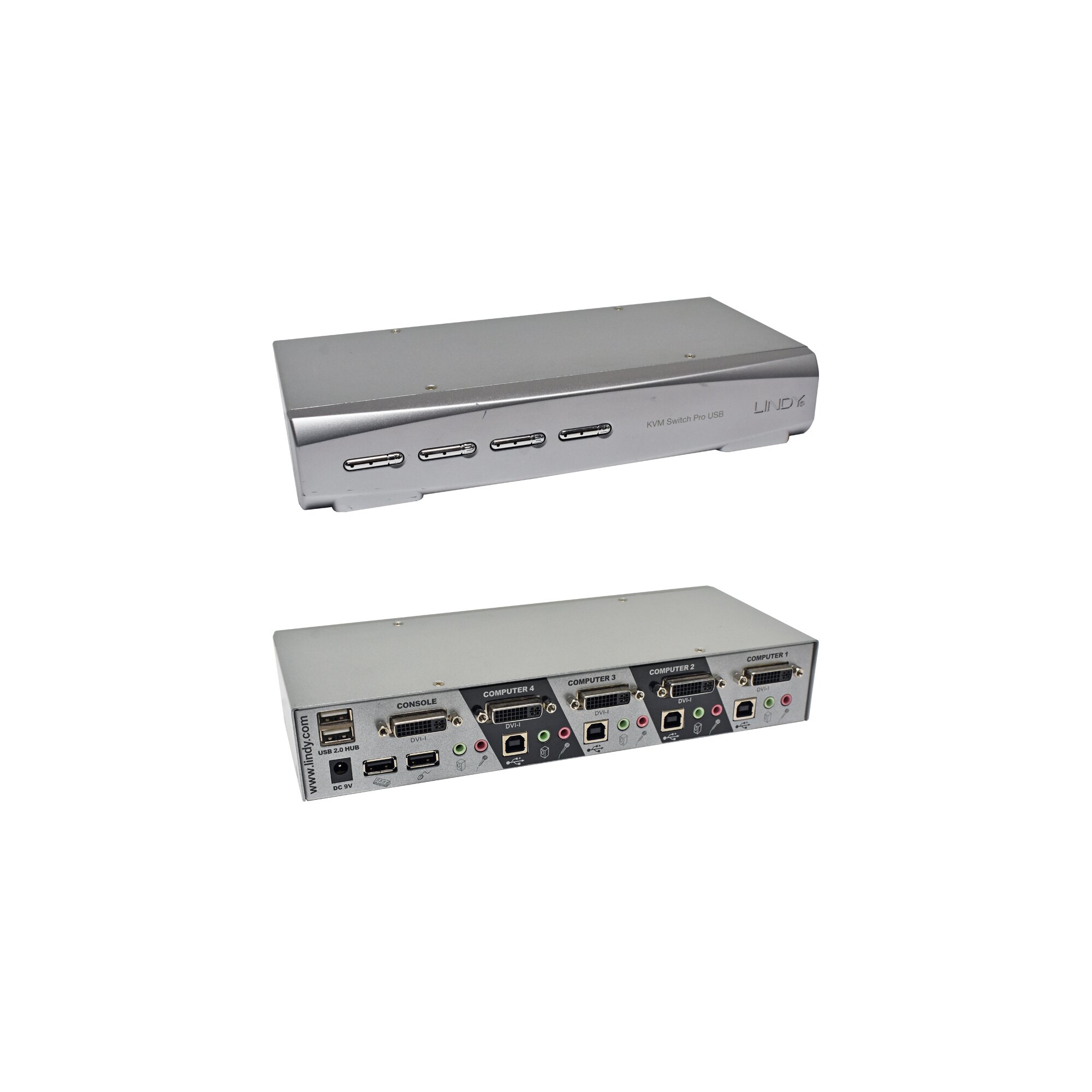 Lindy 39333 KVM Switch PRO USB 2.0 Audio DVI-I Dual Link 4-Port
