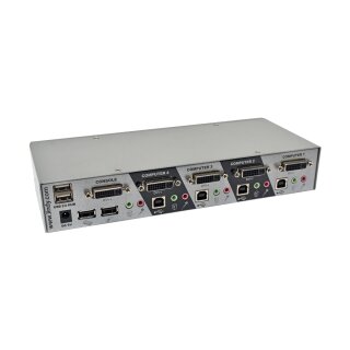 Switch本体 Lindy 39333 KVM Switch PRO USB 2.0 Audio DVI-I Dual Link 4-Port