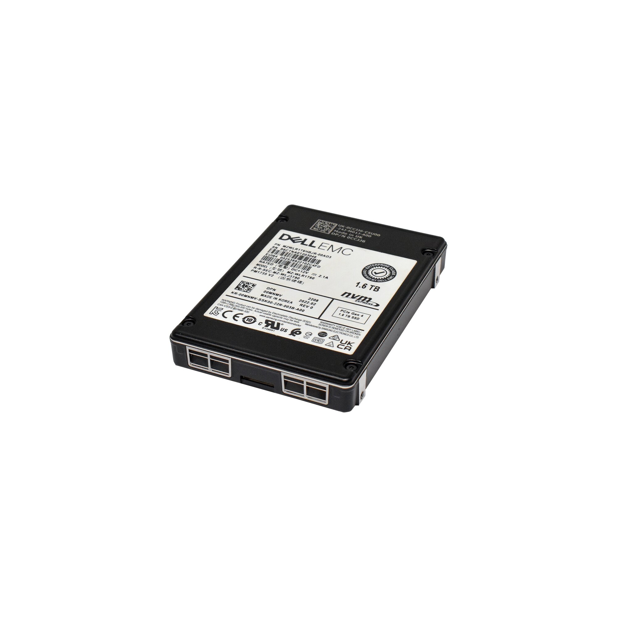 Dell YWWTM 1.6TB Enterprise SSD – PCIe NVMe U.2 2.5 Inch, SSDPE2KE016T8T, Used
