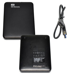 WD Western Digital Elements WDBUZG0010BBK 1TB 5G externe USB 3.0 2.5" HDD + Kabel