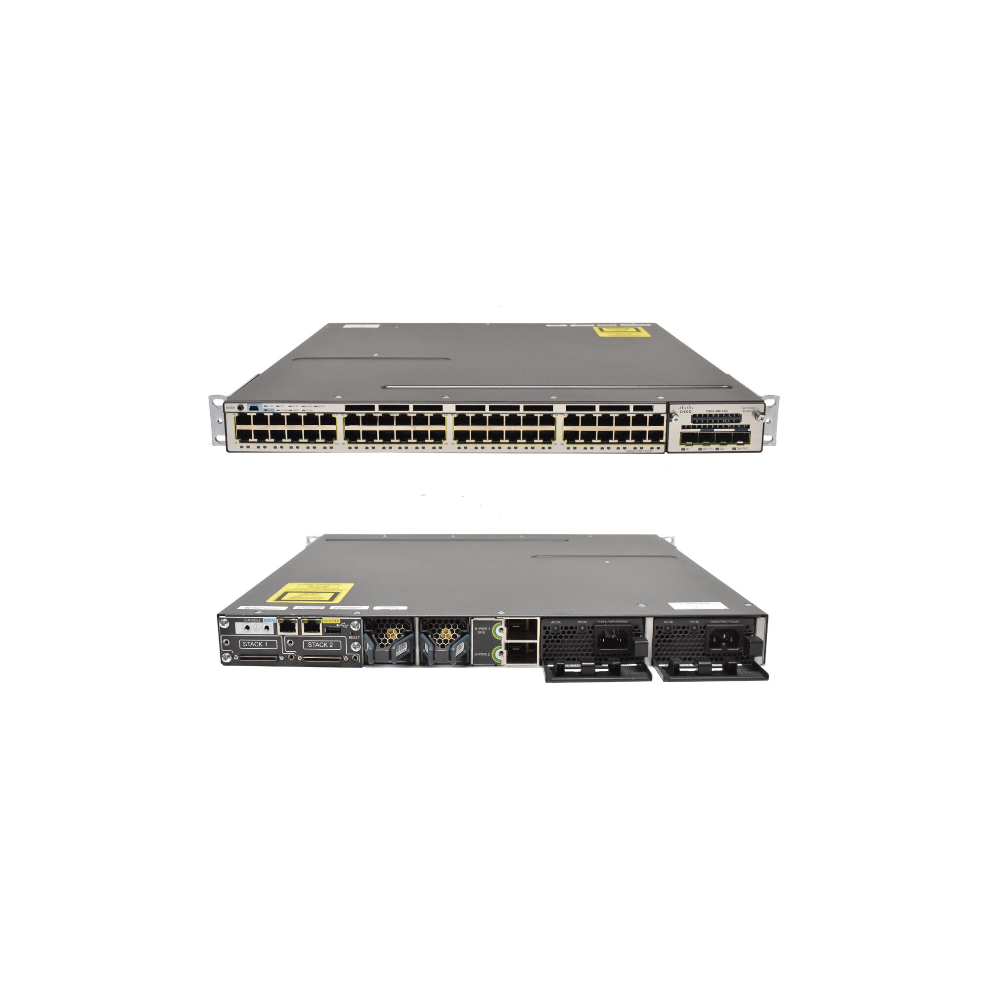 Cisco Catalyst WS-C3750X-48T-L 2 x C3KX PWR 350WAC + Network Module ...