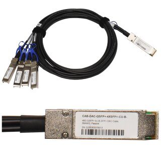 Datenkabel 3,5m 40G QSFP+ - 4x 10G SFP+ DAC Cable 30AWG passive Breakout PULLTAB