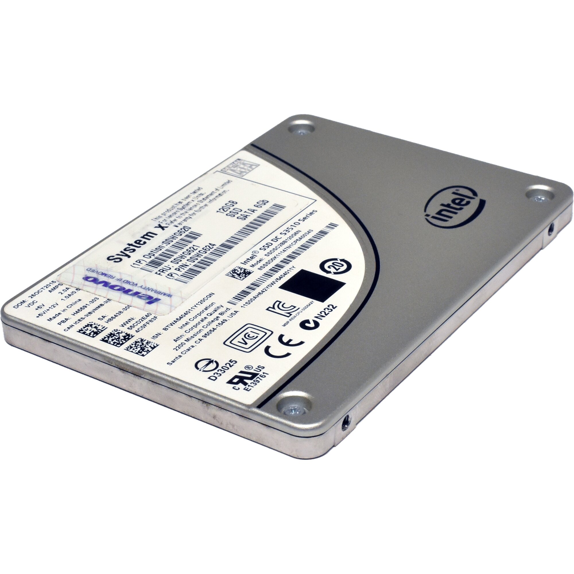 IBM Lenovo Intel 120GB SSD DC S3510 Series 00WG621 SSDSC2BB120G6N