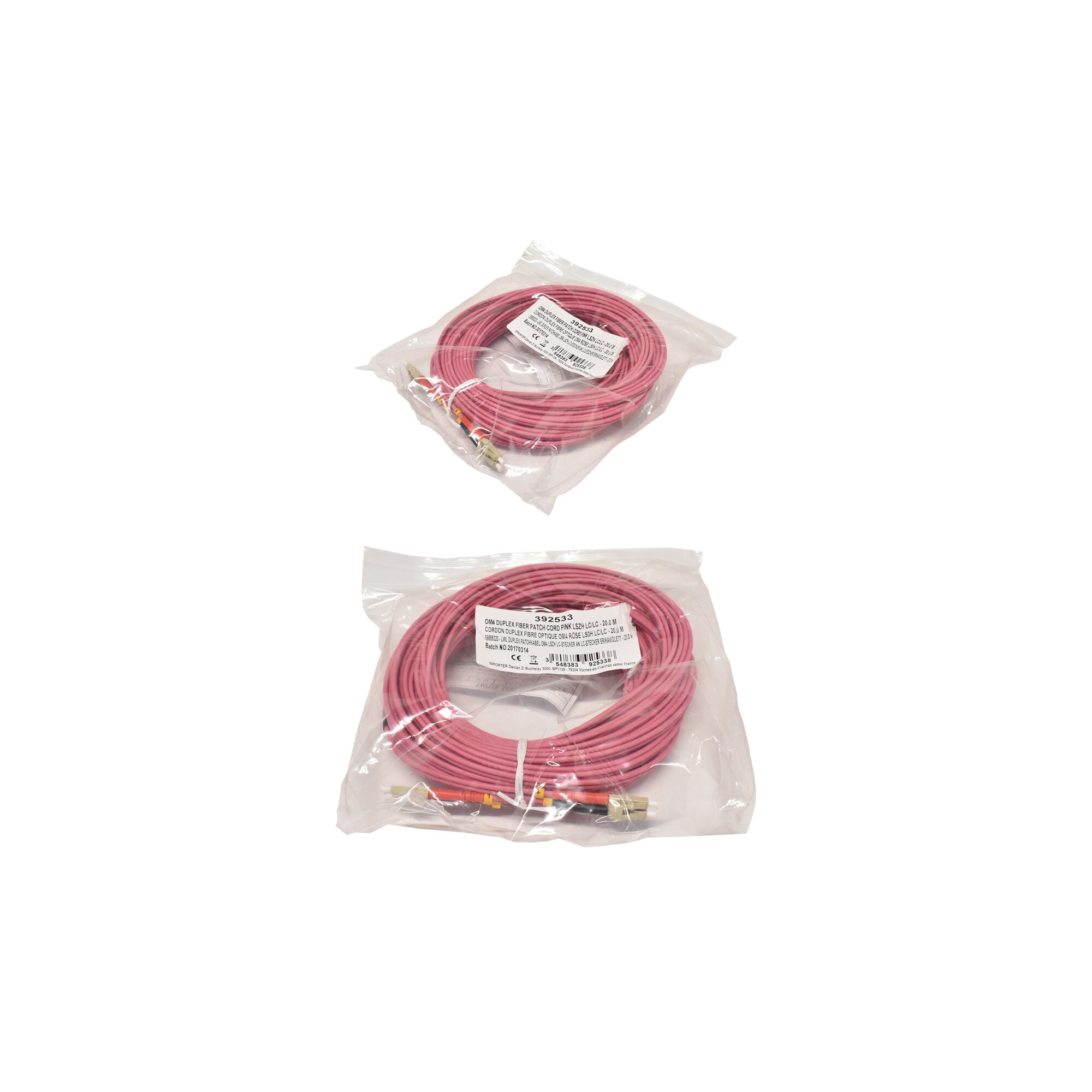 10x Corning OM4 Duplex FIBER Patch Cord Kabel Pink LSZH LC/LC-20m NEU ...