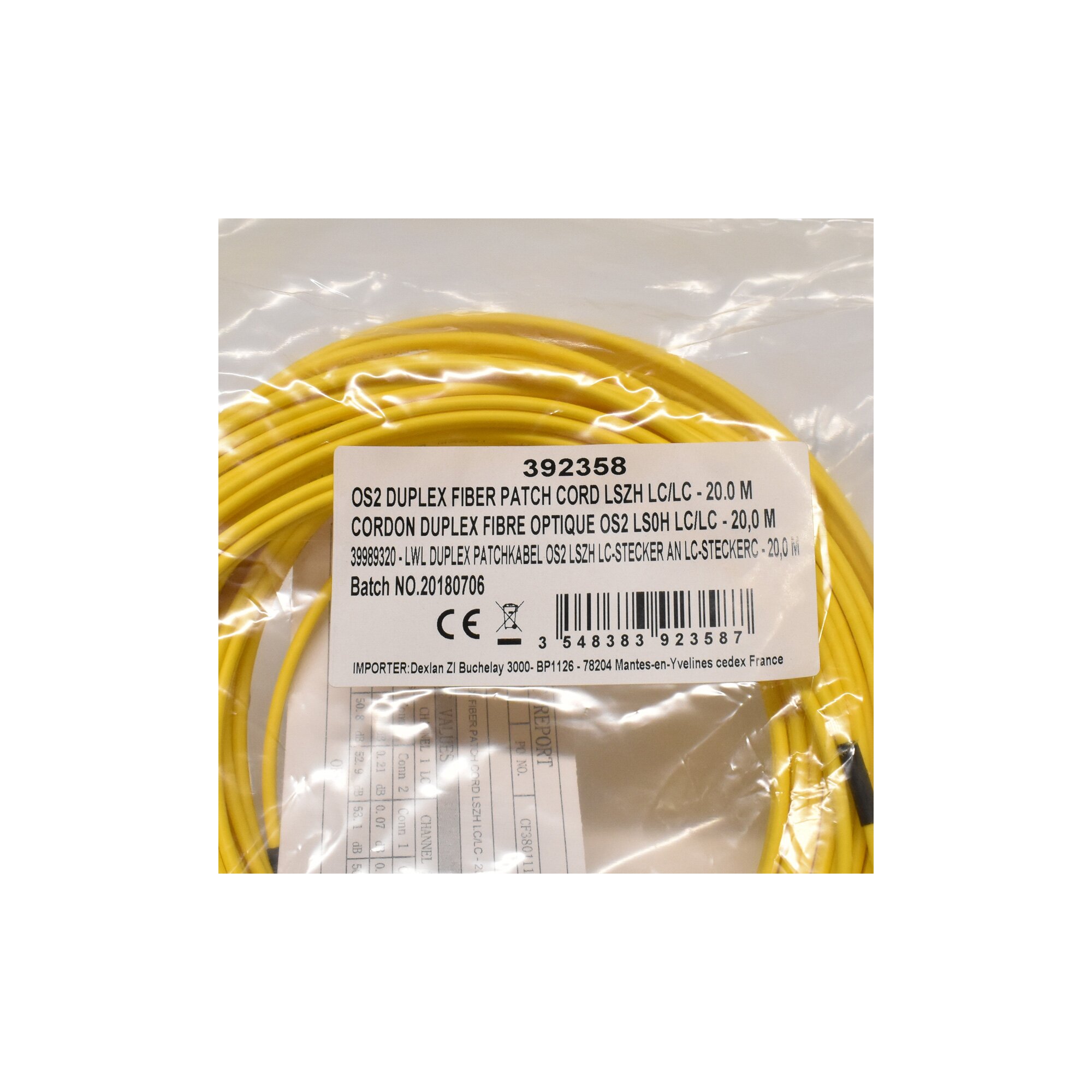 Cavo Fibra Ottica LSZH 5m LC/SC Duplex 62.5/125 - Multimodo, Arancione, Per Reti Dati