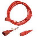 Yung Netzkabel C14 Power Kabel -ROT 3m 10A 250V Verlängerung RPC14C13RD10