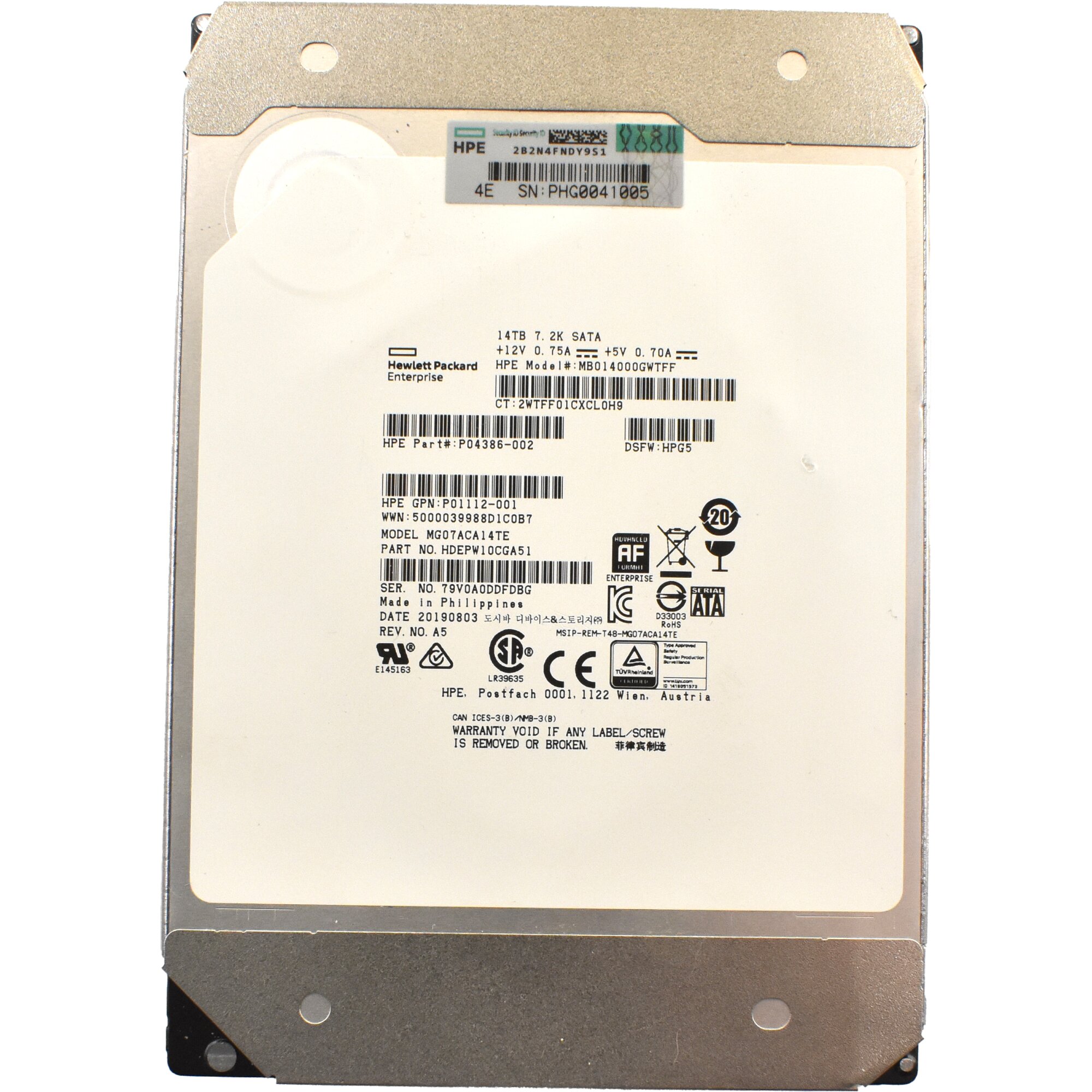 東芝 内蔵 HDD 3.5インチ SATA MG07ACA14TE 東芝 MG07ACA14TE [14TB