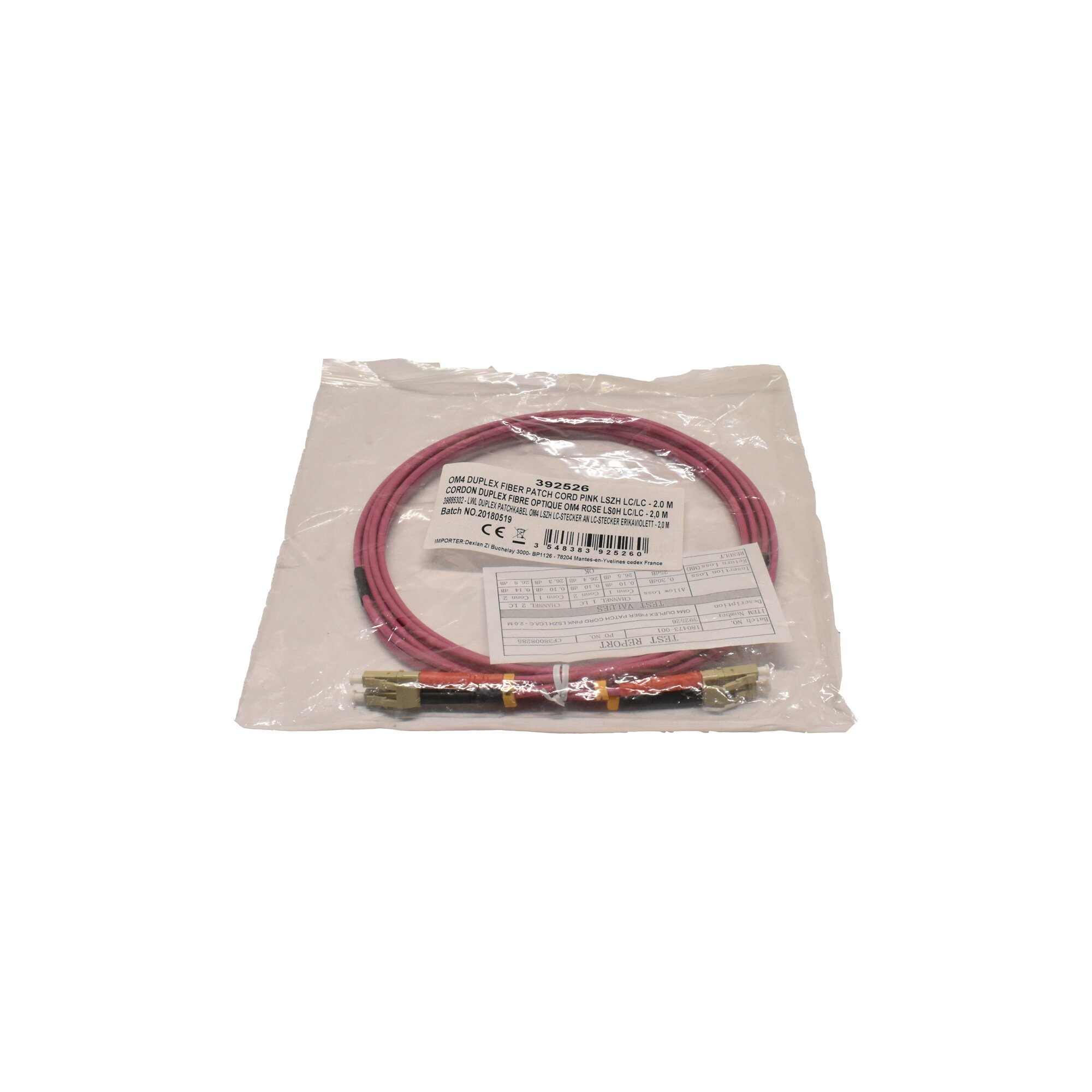 Corning OM4 Duplex FIBER Patch Cord Pink LSZH LC/LC - 2m 392526 NEU ...