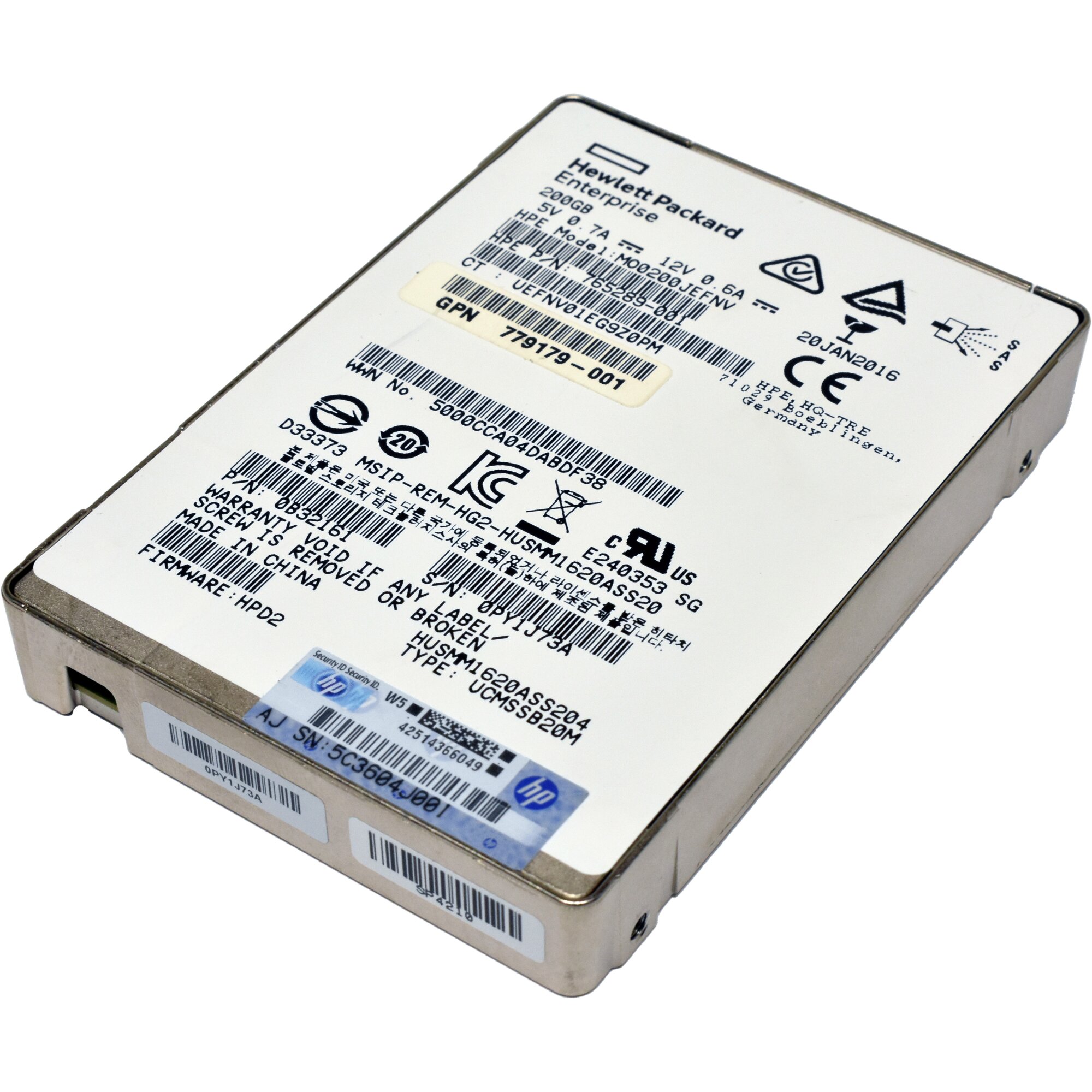HP Enterprise HGST 200GB 2.5“ 12G SAS SSD HUSMM1620ASS204 765289-001 ...