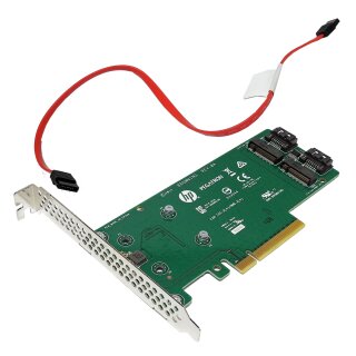 HP Dual M.2 2280 SATA PCIe x8 Riser Card/Adapter für ProLiant G 9/10 759505-001 +Kabel 798565-001
