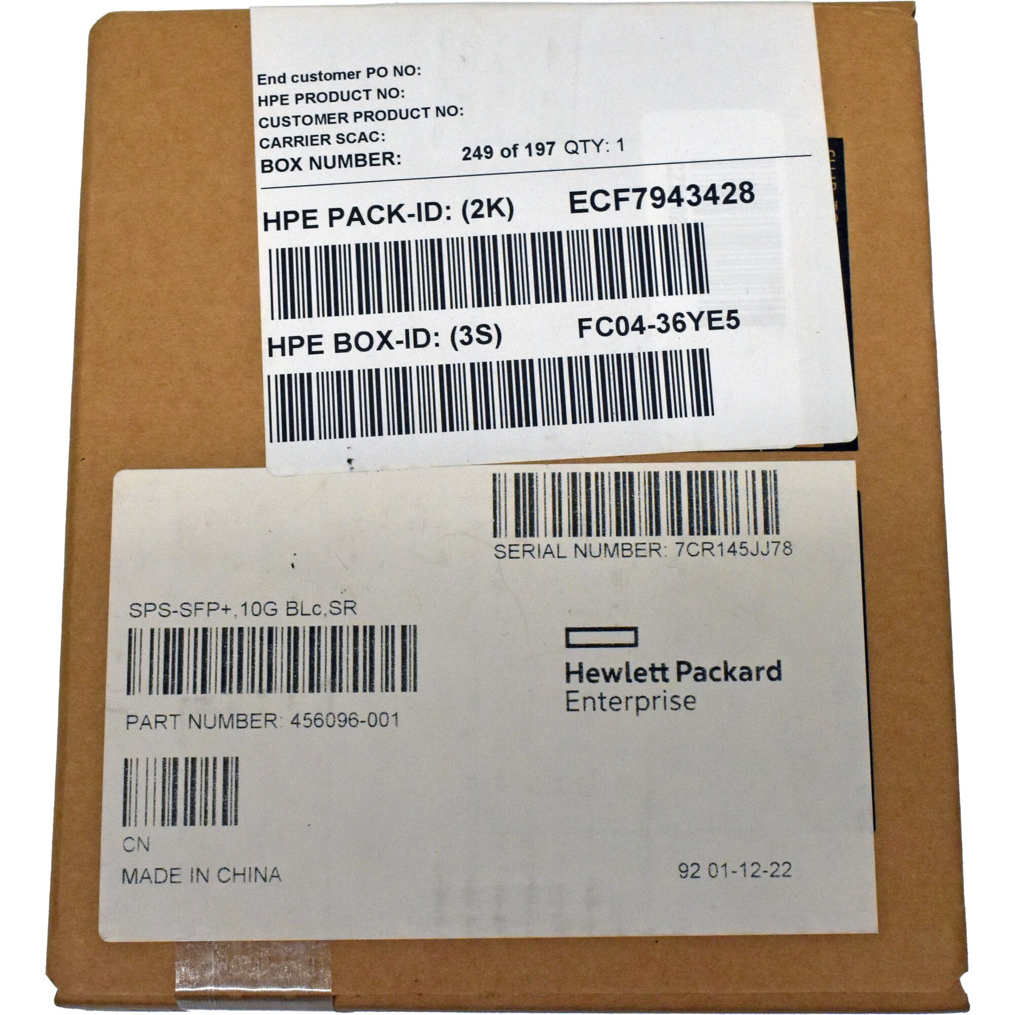 HP Original 10Gb LRM SFP+ 455891-001 1310nm FC Transceiver SPS: 456098 ...