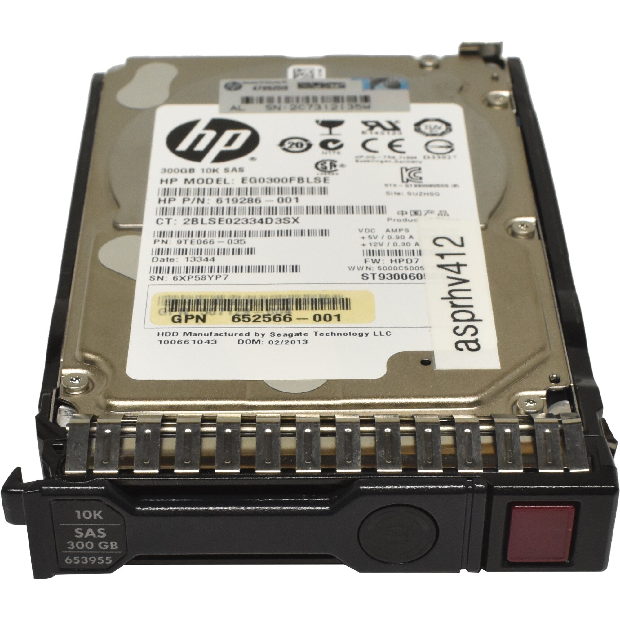 HP 300GB 2.5" 6G 10K SAS HDD Festplatte EG0300FBLSE 619286-001 mit ...