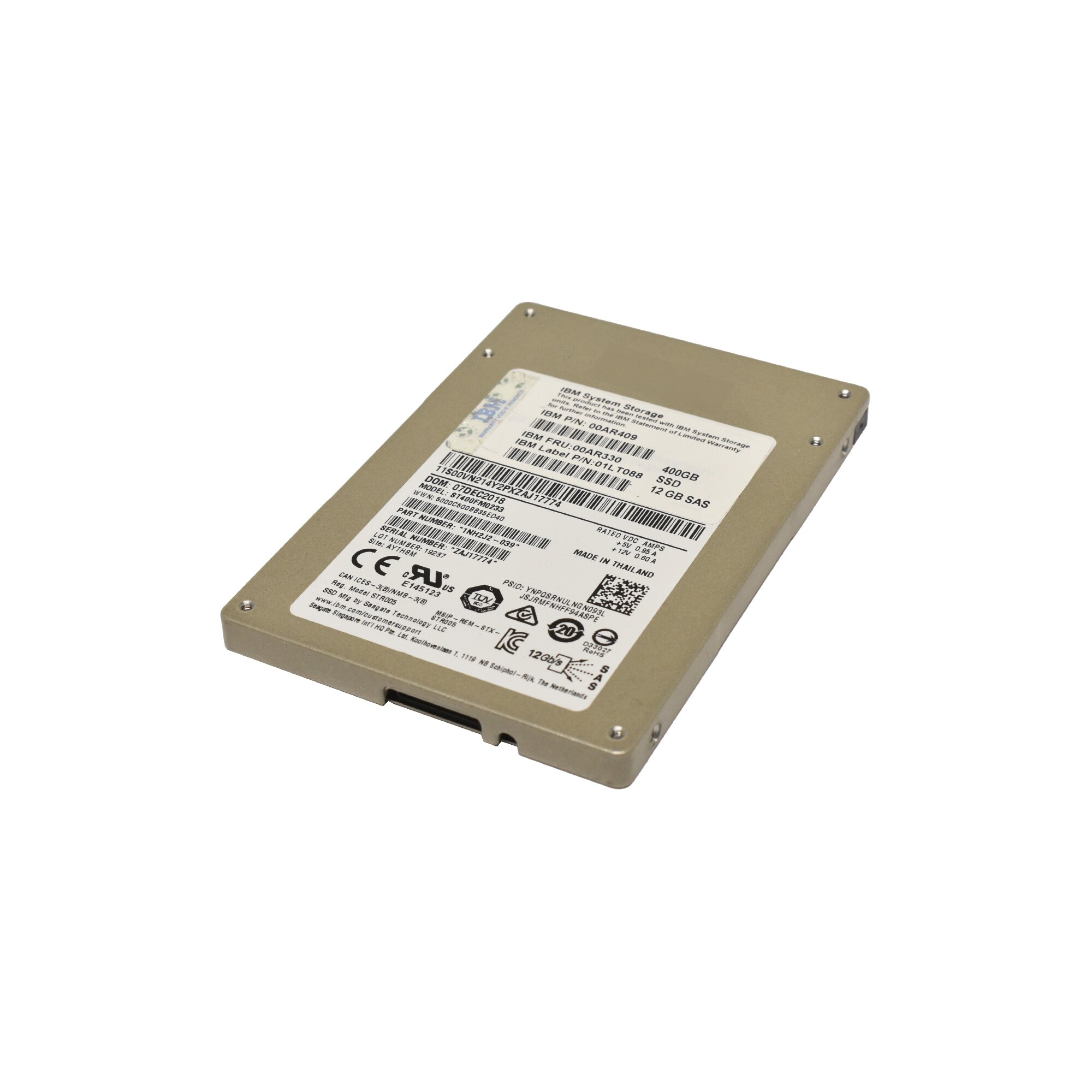 IBM Seagate ST400FM0233 400GB 2.5 Zoll 12G SAS SSD 00AR409 1NH2J2 039 Piospartslap
