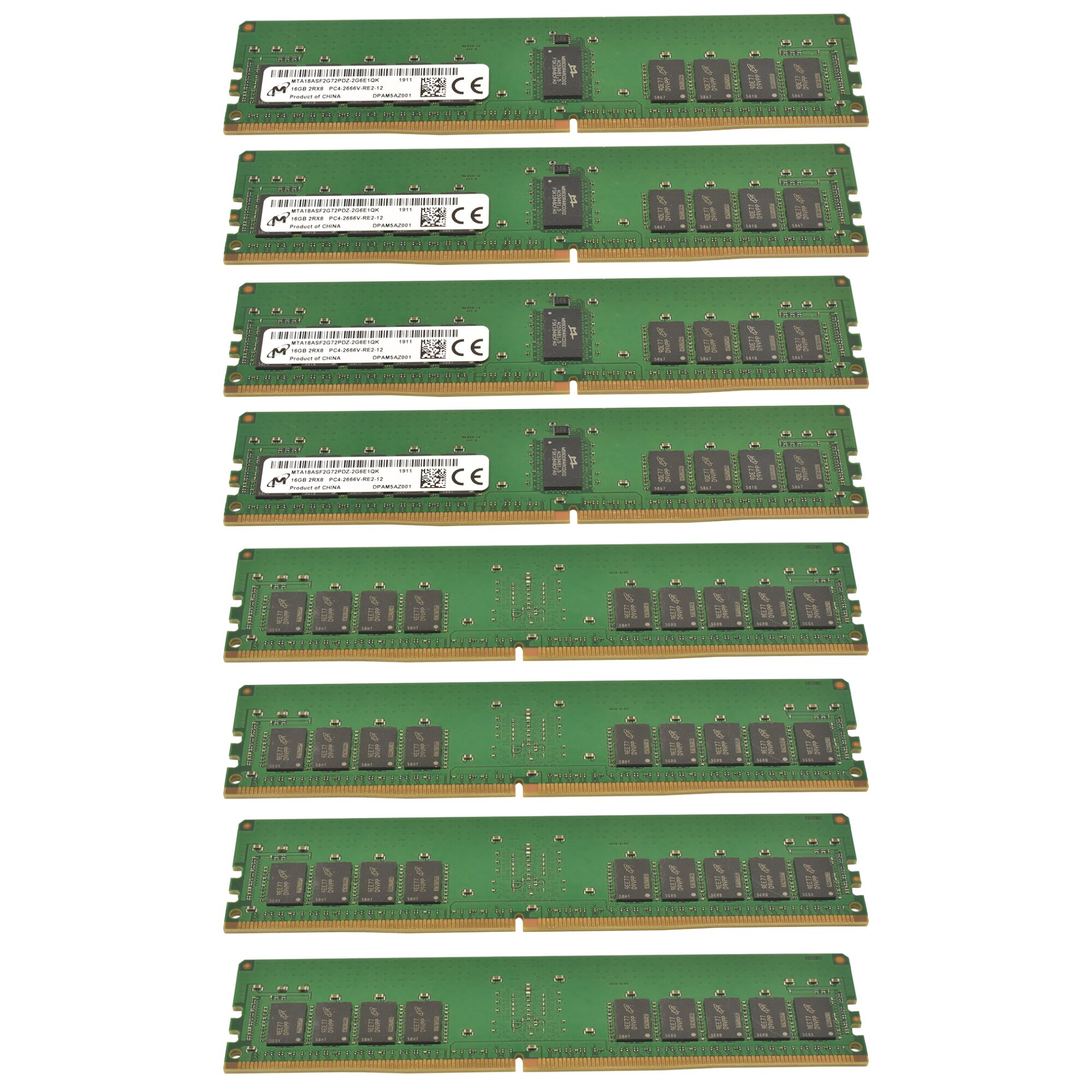 128 GB Micron 8x 16GB 2Rx8 PC4-2666V-RE2-12 Server RAM ECC DDR4 ...