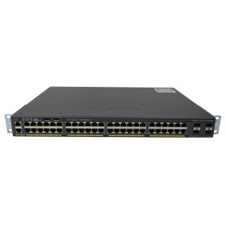 Cisco WS-C2960X-48FPS-L 48-Port PoE+ RJ-45 GE Switch 4x SFP +C2960X-STACK +Rack Ears