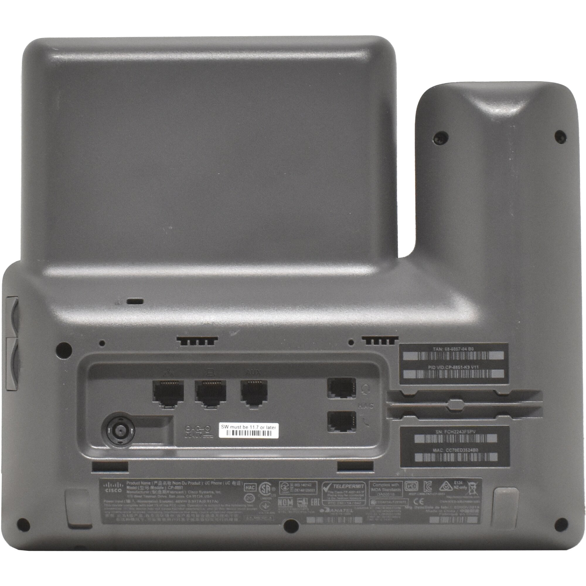 Uc Phone Cisc Cisco UC Phone CP-8851 IP VoIP Phone Charcoal Stand Handset CP-8851-K9 ...