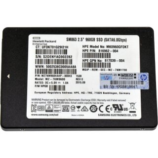 HP Samsung 816962-004 MZ-7KM9600 960GB 2.5" 6G SATA III SSD