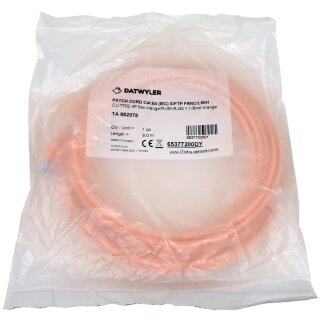 Dätwyler 8m 65377200DY Copper Patch Cord RJ-45 Cat.6A IEC orange NEW NEU