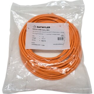 Dätwyler 15m 653778 Copper Patch Cord RJ-45 Cat.6A IEC orange NEW NEU
