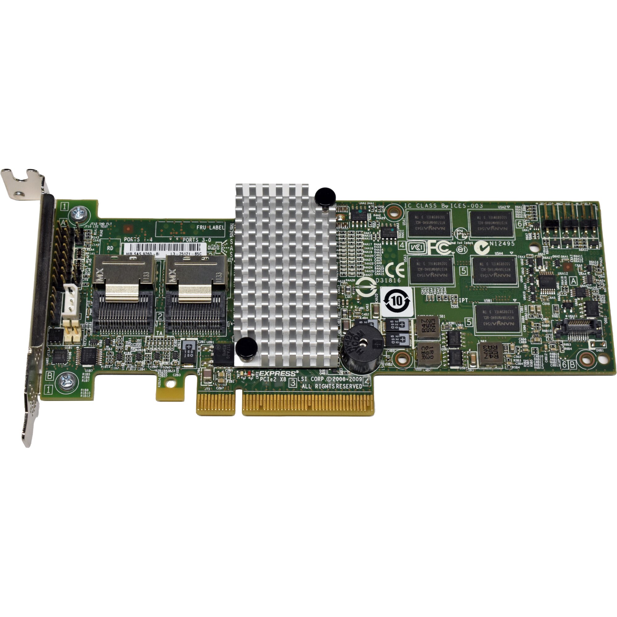 ASHATA SAS RAID Controller Kaart – 8 Poorten, 6 Gbit/s, 512 MB Cache, LSI 2208 Dual-Core, PCIe 2.0 X8, Ondersteunt RAID 0/1/5/6/10/50, Voor Server En Workstation