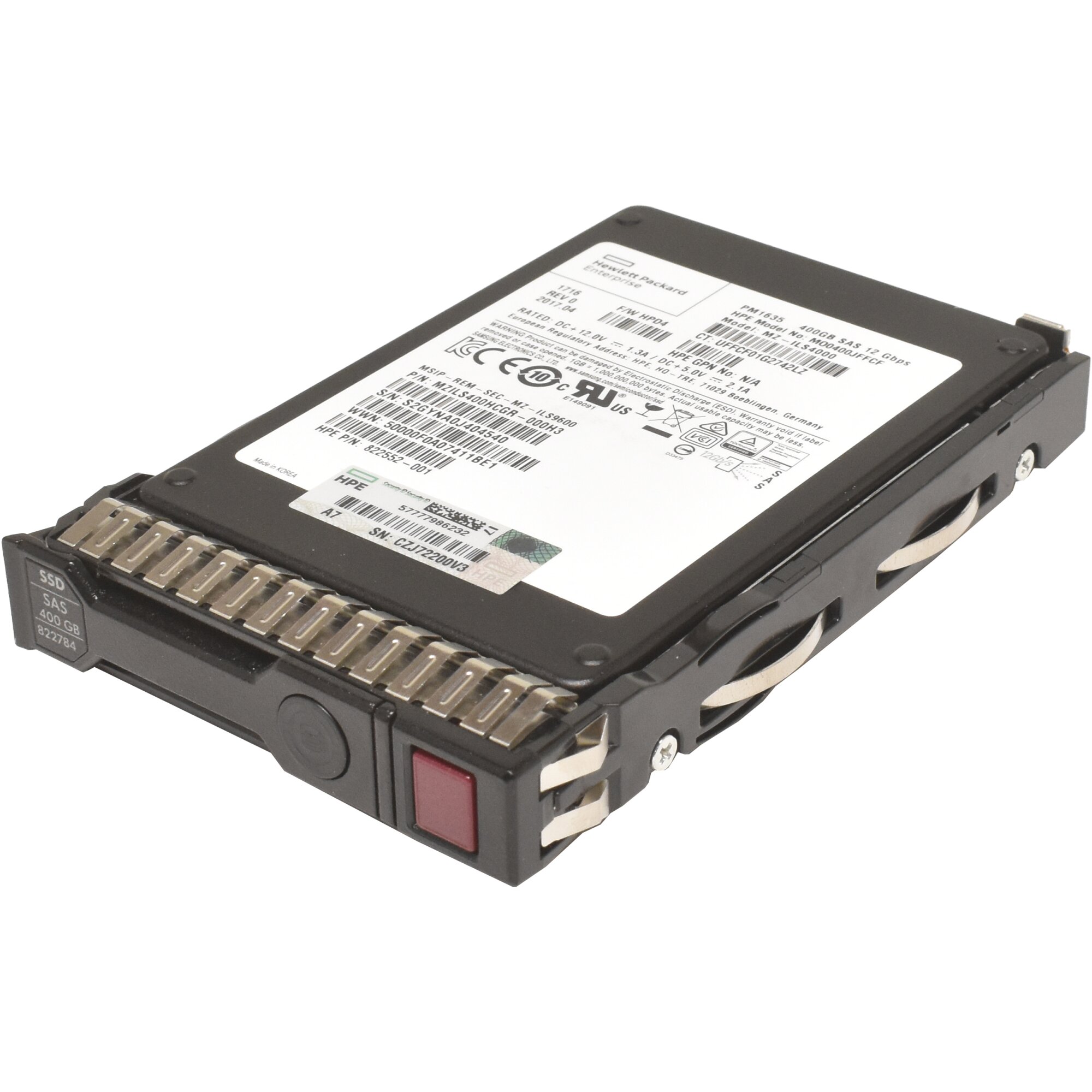 HP PM1635 400GB 2.5" SFF 12G SAS SSD MZ-ILS4000 822784-001 - Piospartslap