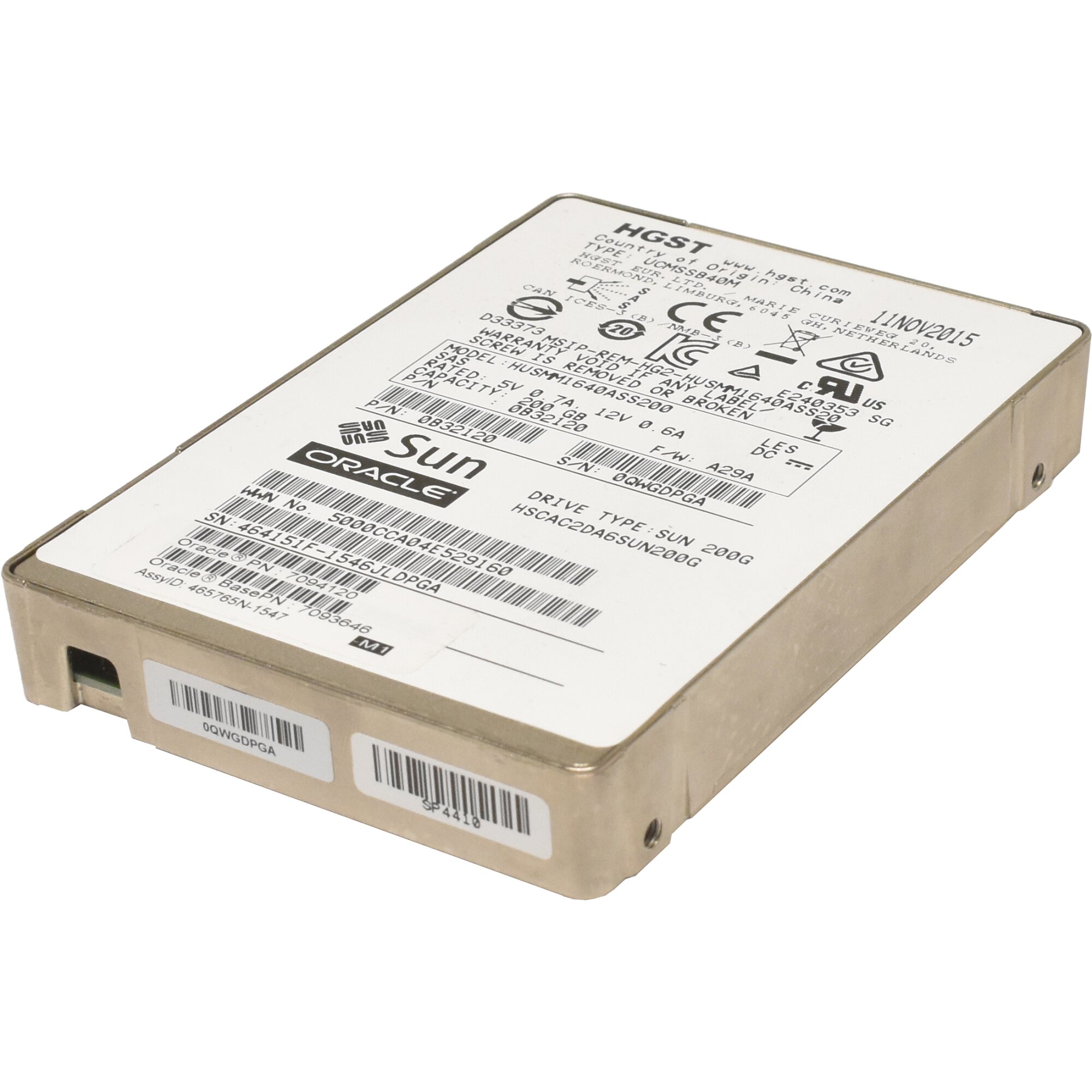 Sun Oracle HGST SSD 200GB 2.5" 12G SAS LFF HUSMM1640ASS200 7094120