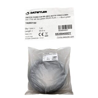 Dätwyler 30m 65358400DY Copper Patch Cord RJ-45 Cat.6A IEC green NEW NEU