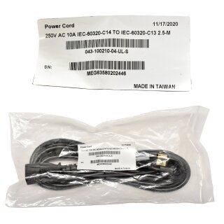 Hitachi 250V AC 10A IEC-60320-C14 TO IEC-60320-C13 2.5m 043-100210-04-UL-S black NEW NEU