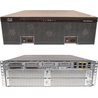 Cisco 3945 Router CISCO3945-CHASSIS + Modul C3900-SPE150/K9 Dual PS Slots Rack Ears