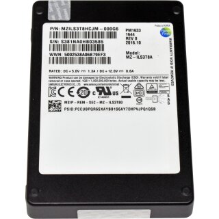 Samsung 3.84TB PM1633 MZ-ILS3T8A 2.5" 12G SAS SSD MZILS3T8HCJM-000G6
