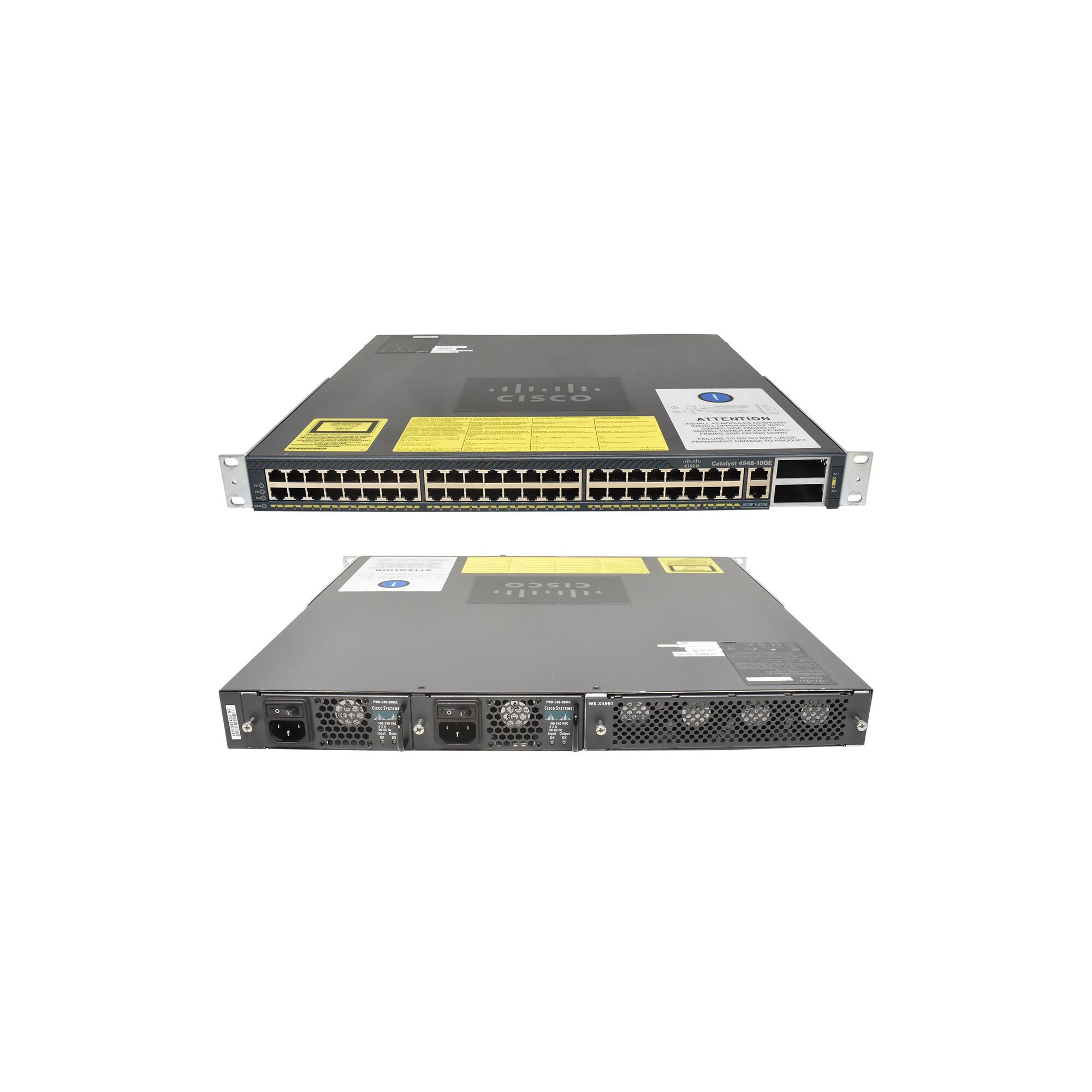 Cisco Catalyst WS-C4948-10GE-S 48-Port RJ-45 GE Switch 2x 10G X2 Rack Ears