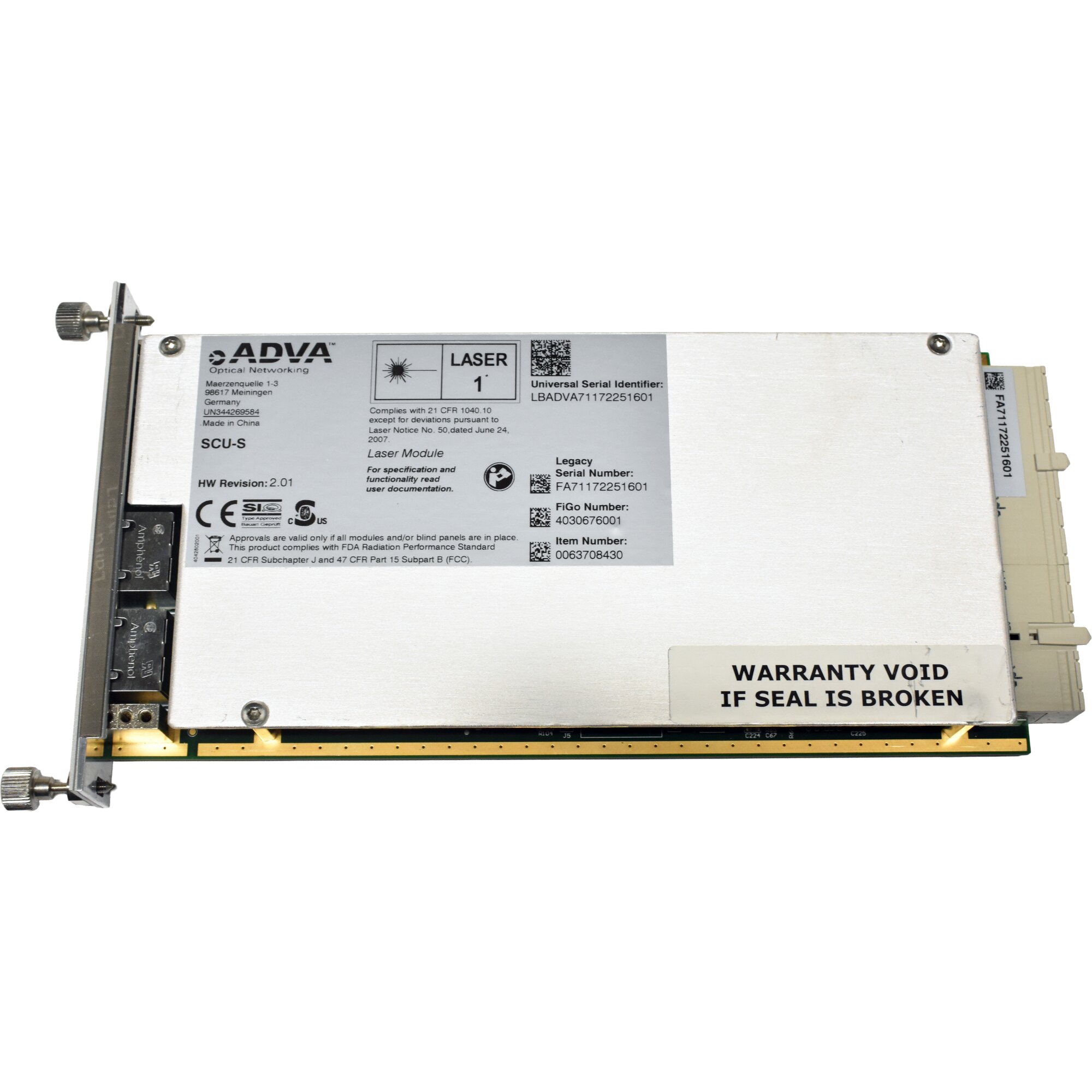ADVA SCU-S 0063708430 Dual-Port RJ-45 NIC for FSP 3000R7 - Piospartslap