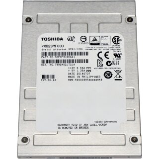 Toshiba 800GB 2.5" 12G SAS SSD PX02SMF080 SDFCP91NHA01 512 Bytes