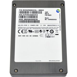 Samsung 800GB 2.5" 6G SAS SSD MZ-6WR8000/0G3 MZ6WR800HCGL-000G3 512 Bytes