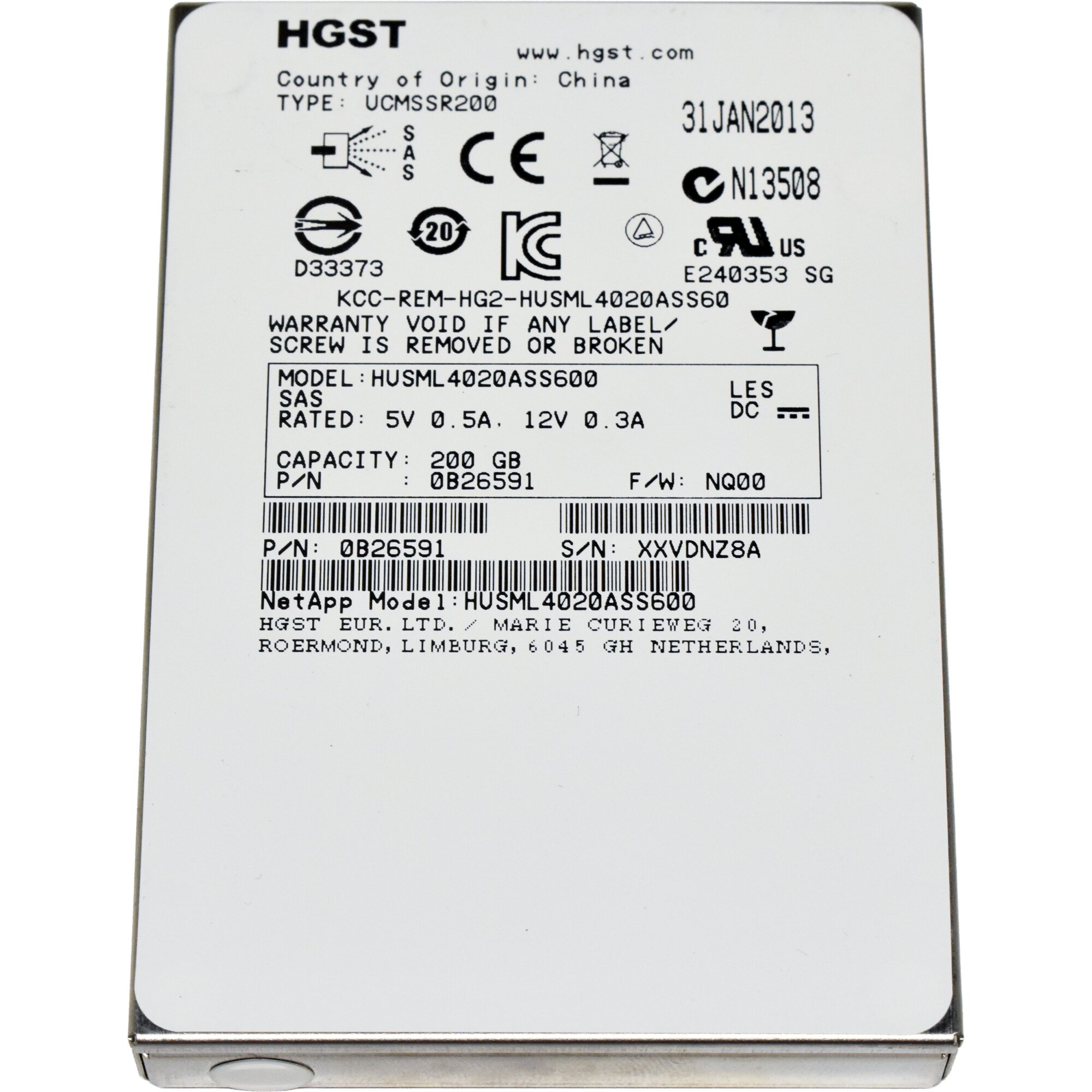 Hgst EMC SSD 800GB Flash 2.5  6Gb SAS 005050800