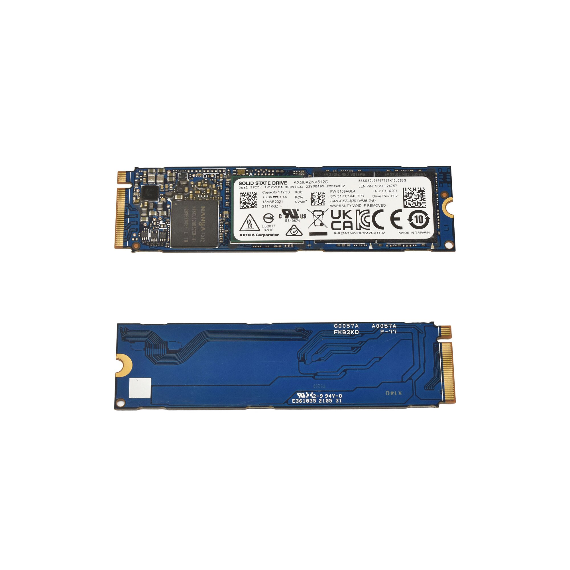 Lenovo Kioxia XG6 KXG6AZNV512G SSD 512GB M.2 2280 NVMe PCIe