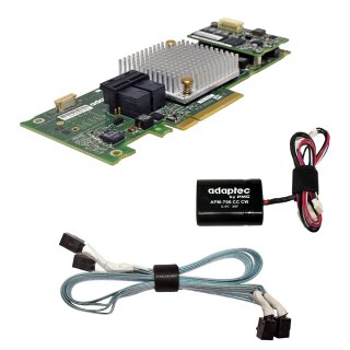 Adaptec ASR-8805 Dual-12G SAS 1GB Cache PCIe x8 3.0 RAID Controller TCA-00344-04-D +BBU +SAS Cables