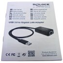 Delock 62121 Adapter 1xUSB 3.0 Type A to 1x GbE LAN RJ-45 Cable 50cm + CD NEW